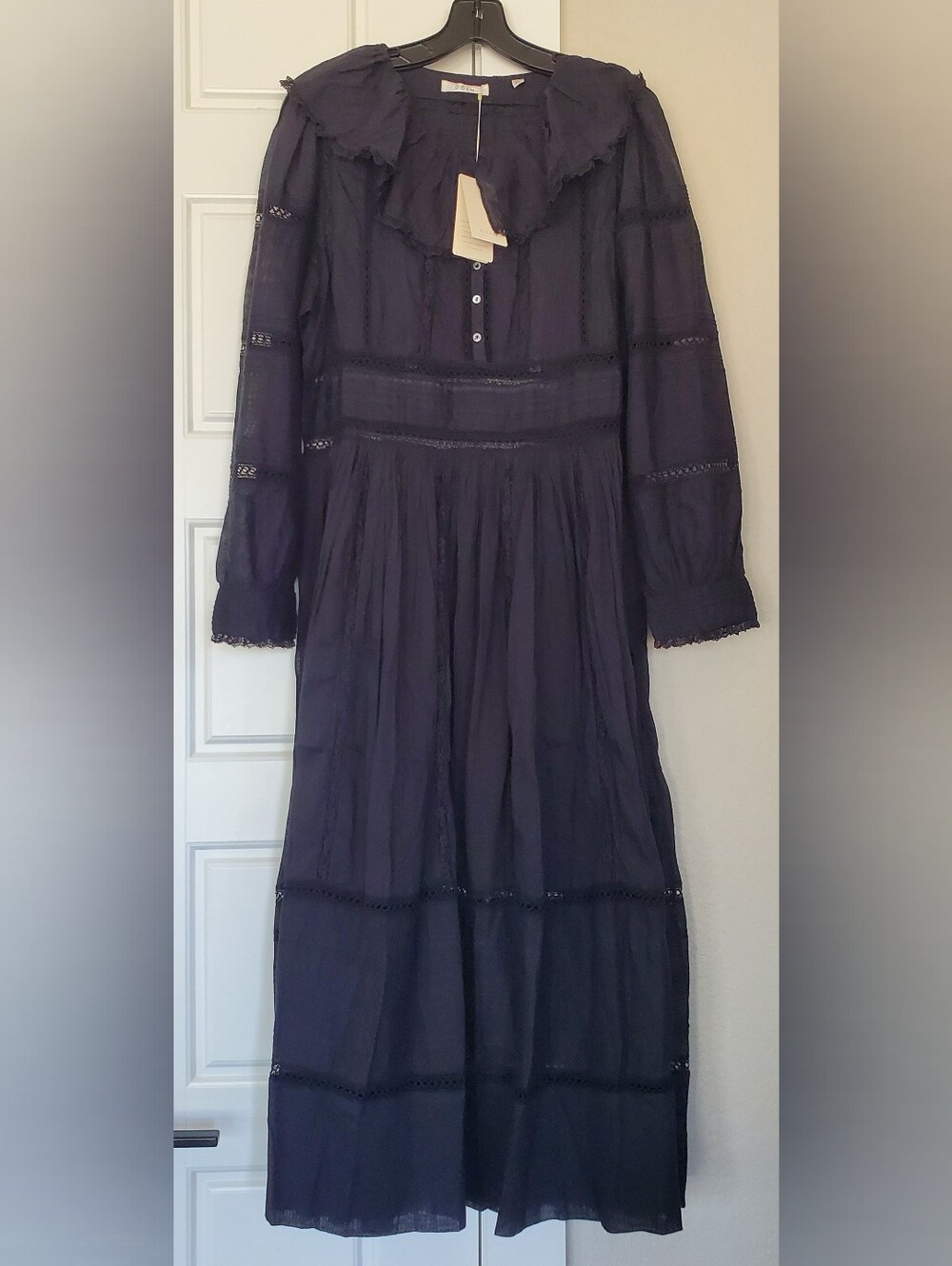 "DÔEN NWT Black Marla Dress Maxi Midi Heirloom Victorian Ruffle Size XL - Picture 3 of 16